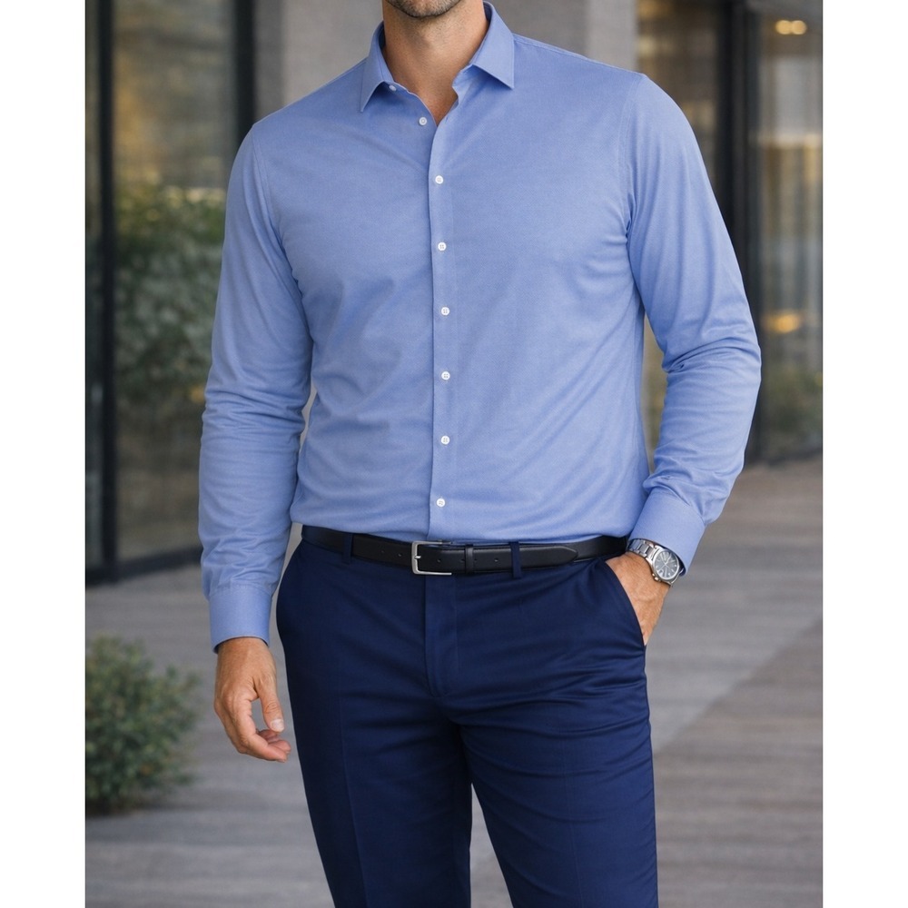Mizzen Main Men Leeward Performance Button Down Dress Shirt Trim Fit Stretch XXL